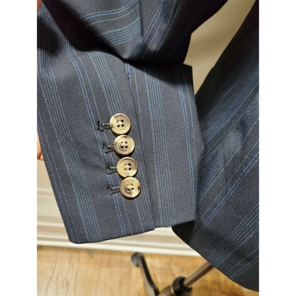 Isaac Mizhari Women Blue Lined Polyester Three Buttons Single Breasted Blazer 14 - Picture 6 of 12